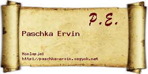 Paschka Ervin névjegykártya